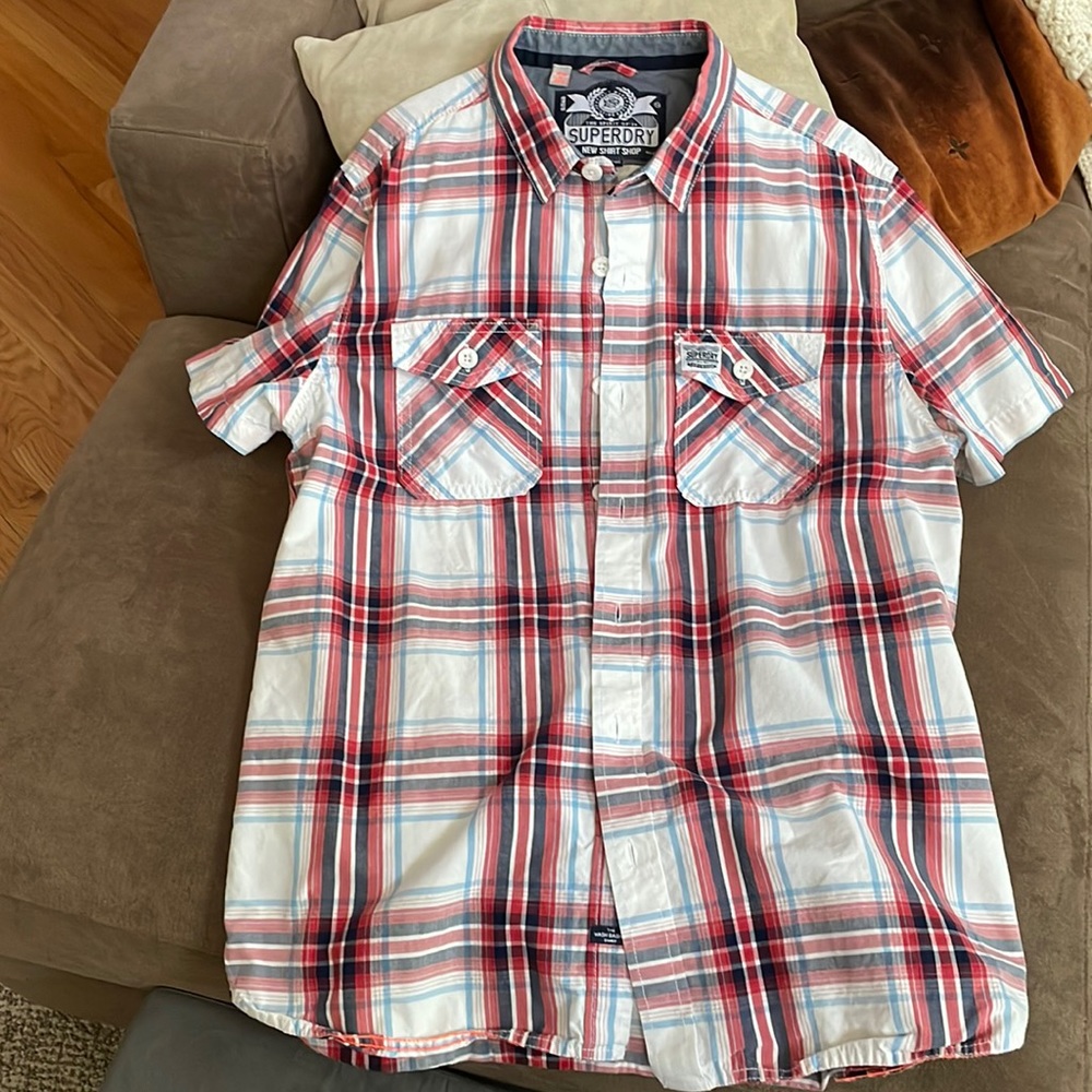 Superdry mens plaid shirt sleeve shirt
